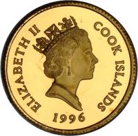 obverse of 25 Dollars - Elizabeth II - Olympic National Park (1996) coin with KM# 291 from Cook Islands. Inscription: ELIZABETH II COOK ISLANDS 1996