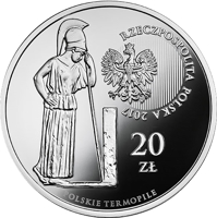 obverse of 20 Złotych - The Polish Thermopylae – Zadwórze (2017) coin with Y# 992 from Poland. Inscription: RZECZPOSPOLITA POLSKA 2017 mw 20 ZŁ POLSKIE TERMOPILE