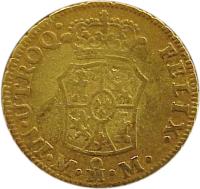 reverse of 1 Escudo - Carlos III (1762 - 1771) coin with KM# 117 from Mexico. Inscription: IN * UTROQ * FELIX