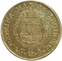 reverse of 8 Escudos - Fernando VI (1752 - 1756) coin with KM# 151 from Mexico. Inscription: NOMINA MAGNA SEQUOR