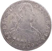 obverse of 4 Reales - Fernando VII (1809 - 1812) coin with KM# 101 from Mexico. Inscription: DEI * GRATIA * FERDIN * VII