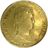 obverse of 4 Escudos - Fernando VII (1814 - 1820) coin with KM# 146 from Mexico. Inscription: FERDIN. VII D. G...