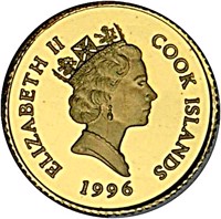 obverse of 10 Dollars - Elizabeth II - Olympic National Park (1996) coin with KM# 285 from Cook Islands. Inscription: ELIZABETH II COOK ISLANDS 1996