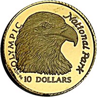 reverse of 10 Dollars - Elizabeth II - Olympic National Park (1996) coin with KM# 285 from Cook Islands. Inscription: OLYMPIC National Park A·SH·96 10 DOLLARS