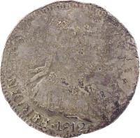 obverse of 8 Reales - Fernando VII - Zacatecas Royalist Coinage (1812) coin with KM# 192 from Mexico. Inscription: FERDIN VII DEI...