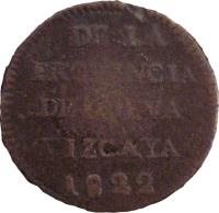 reverse of 1/8 Real (1821 - 1823) coin with KM# 299 from Mexico. Inscription: DE LA PROVINCIA DE NUEVA VISCAYA