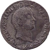 obverse of 1 Real - Agustin I Iturbide (1822) coin with KM# 302 from Mexico. Inscription: AUGUSTINUS DEI PROVIDENTIA