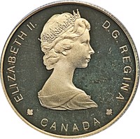 obverse of 100 Dollars - Elizabeth II - Bowhead Whale (1988) coin with KM# 162 from Canada. Inscription: ELIZABETH II D•G•REGINA 1988