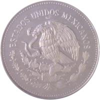 obverse of 100 Pesos - 1986 World Cup Soccer Games (1986) coin with KM# 524 from Mexico. Inscription: ESTADOS UNIDOS MEXICANOS