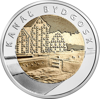 reverse of 5 Złotych - Discover Poland – Bydgoszcz Canal (2015) coin with Y# 926 from Poland. Inscription: KANAŁ BYDGOSKI