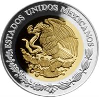 obverse of 100 Pesos - México - Gold & Silver Proof Issue (2004) coin with KM# 815 from Mexico. Inscription: ESTADOS UNIDOS MEXICANOS