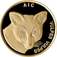 reverse of 50 Roubles - Protection of the Environment - Fox (2002) coin with KM# 121 from Belarus. Inscription: ЛIС VULPES VULPES