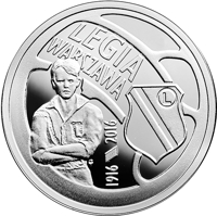 reverse of 5 Złotych - Legia Warszawa (2016) coin with Y# 948 from Poland. Inscription: LEGIA WARSZAWA 1916 2016