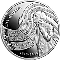 reverse of 10 Złotych - Witold Lutosławski (2013) coin with Y# 871 from Poland. Inscription: WITOLD LUTOSŁAWSKI 1913 - 1994