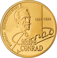 reverse of 200 Złotych - Konrad Korzeniowski/Joseph Conrad (1857-1924) (2007) coin from Poland. Inscription: KONRAD KORZENIOWSKI 1857-1924 JOSEPH CONRAD