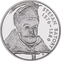 reverse of 10 Złotych - Stefan Batory (1576 - 1586) (1997) coin with Y# 327 from Poland. Inscription: STEFAN BATORY 1576 - 1586 TE