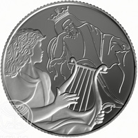 reverse of 2 New Sheqalim - Biblical art coin series: David playing for Saul (2014) coin with KM# 516 from Israel.