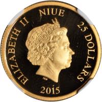 obverse of 25 Dollars - Elizabeth II - Cinderella (2015) coin from Niue. Inscription: ELIZABETH II NIUE 25 DOLLARS IRB 2015