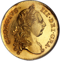 obverse of 2 Guineas - George III (1773) coin with KM# Pn51 from United Kingdom. Inscription: GEORGIVS · III · DEI · GRA ·