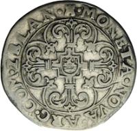 reverse of Snaphaanschelling (1581 - 1795) coin from Spanish Netherlands. Inscription: MONETA . NOVA . ARG . COM . ZELAN