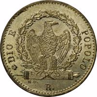 obverse of 8 Baiocchi (1849) coin with KM# 25 from Italian States. Inscription: DIO E POPOLO R.