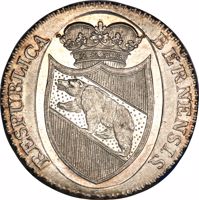 obverse of 1 Thaler (1798) coin with KM# 164 from Swiss cantons. Inscription: RESPUBLICA BERNENSIS