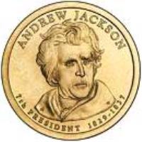 obverse of 1 Dollar - Andrew Jackson (2008) coin with KM# 428 from United States. Inscription: ANDREW JACKSON 7th PRESIDENT 1829-1837 JI JL