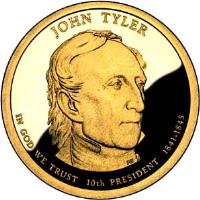 obverse of 1 Dollar - John Tyler (2009) coin with KM# 451 from United States. Inscription: JOHN TYLER IN GOD WE TRUST 10th PRESIDENT 1841-1845