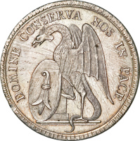 obverse of 1 Thaler (1793) coin with KM# 185 from Swiss cantons. Inscription: DOMINE CONSERVA NOS IN PACE