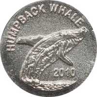 reverse of 2 Dollars - Elizabeth II - Humpback Whale (2010) coin with KM# 722 from Cook Islands. Inscription: HUMPBACK WHALE 2010