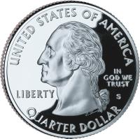 obverse of 1/4 Dollar - Arkansas - Washington Quarter; Silver Proof (2003) coin with KM# 347a from United States. Inscription: UNITED STATES OF AMERICA LIBERTY S IN GOD WE TRUST QUARTER DOLLAR