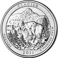 reverse of 1/4 Dollar - Glacier National Park, Montana - Washington Quarter (2011) coin with KM# 495 from United States. Inscription: GLACIER MONTANA	2011	E PLURIBUS UNUM