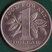 reverse of 1 Dollar - Elizabeth II - F.A.O. - Food for All (1969) coin with KM# 6 from Trinidad and Tobago. Inscription: FOOD FOR ALL 1 DOLLAR