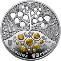 obverse of 10 Hryven - Digging Potatoes (2018) coin from Ukraine. Inscription: УКРАЇНА 10 ГРИВЕНЬ 2018