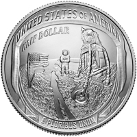 reverse of ½ Dollar - Apollo 11 50th Anniversary (2019) coin from United States. Inscription: UNITED STATES OF AMERICA HALF DOLLAR E PLURIBUS UNUMั