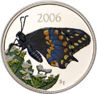 reverse of 50 Cents - Elizabeth II - Short-tailed Swallowtail (2006) coin with KM# 649 from Canada. Inscription: 2006 ST