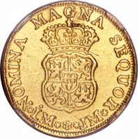 reverse of 2 Escudos - Carlos III (1761 - 1762) coin with KM# 66 from Peru.