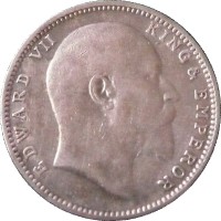 obverse of 1 Rupee - Edward VII (1903 - 1910) coin with KM# 508 from India. Inscription: EDWARD VII KING & EMPEROR