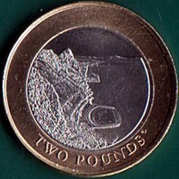 reverse of 2 Pounds - Elizabeth II - Sandy Bay (2020) coin from Gibraltar. Inscription: TWO POUNDS