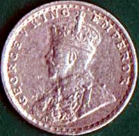 obverse of 2 Annas - George V (1912 - 1917) coin with KM# 515 from India. Inscription: GEORGE V KING EMPEROR