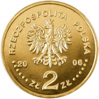 obverse of 2 Złote - World Cup 2006 (2006) coin with Y# 606 from Poland. Inscription: RZECZPOSPOLITA POLSKA 2006 ZŁ 2 ZŁ