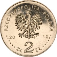 obverse of 2 Złote - Benedykt Dybowski (2010) coin with Y# 742 from Poland. Inscription: RZECZPOSPOLITA POLSKA 2010 ZŁ 2 ZŁ