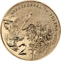 obverse of 2 Złote - Artur Grottger (2010) coin with Y# 746 from Poland. Inscription: RZECZPOSPOLITA POLSKA 2010 ZŁ 2 ZŁ