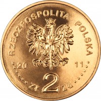 obverse of 2 Złote - Warsaw - Jasna Góra Pilgrimage (2011) coin with Y# 784 from Poland. Inscription: RZECZPOSPOLITA POSLKA 20 11 ZŁ 2 ZŁ