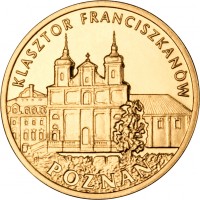 reverse of 2 Złote - Franciscan Monastery in Poznań (2011) coin with Y# 794 from Poland. Inscription: KLASZTOR FRANCISZKANÓW POZNAŃ