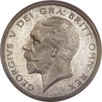 obverse of 1/2 Crown - George V (1927 - 1936) coin with KM# 835 from United Kingdom. Inscription: GEORGIVS V DEI GRA: BRITT: OMN: REX