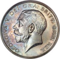 obverse of 1/2 Crown - George V (1911 - 1919) coin with KM# 818 from United Kingdom. Inscription: GEORGIVS V DEI GRA: BRITT: OMN: REX