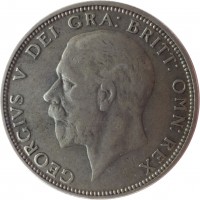 obverse of 1 Florin - George V (1927 - 1936) coin with KM# 834 from United Kingdom. Inscription: GEORGIVS V DEI GRA: BRITT: OMN: REX B.M.