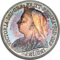 obverse of 1 Shilling - Victoria - 3'rd Portrait (1893 - 1901) coin with KM# 780 from United Kingdom. Inscription: VICTORIA · DEI · GRA · · BRITT · REGINA · FID · DEF · IND · IMP · T.B.