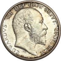 obverse of 1 Shilling - Edward VII (1902 - 1910) coin with KM# 800 from United Kingdom. Inscription: EDWARDVS VII DEI GRA BRITT: OMN: REX